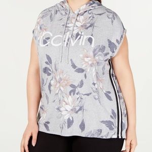 Calvin Klein grey floral shirt sleeve hoodie